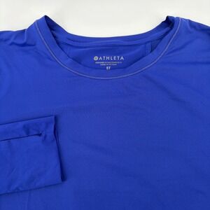 Athleta Womens Royal Blue Long Sleeve Performance Top Thumbholes Tall ST